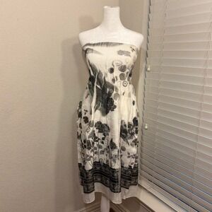 lapis anthropologie white and grey‎ sleeveless dress